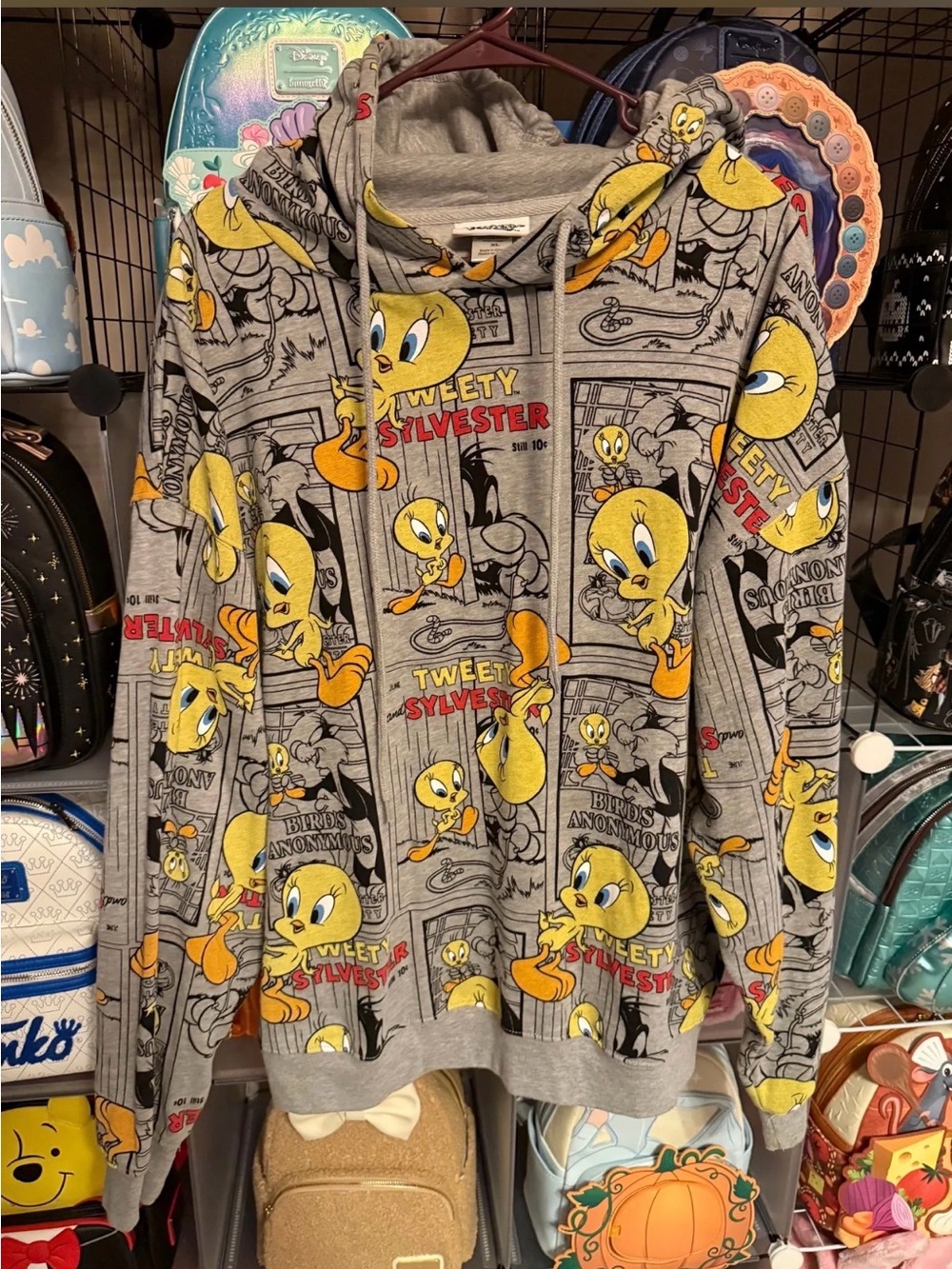 Tweety & Sylvester Gray Graphic Hoodie Sweater